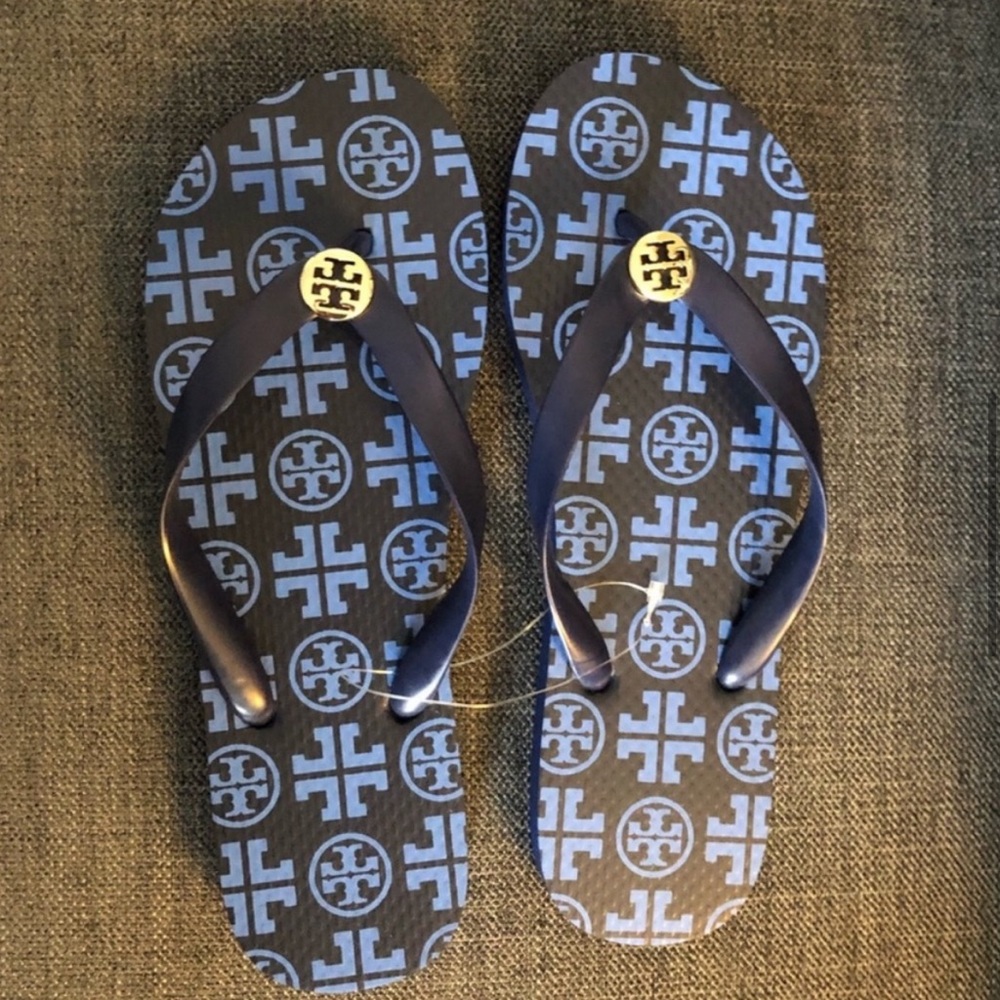 🆕 Tory Burch New Traveler Square Flip Flops - Picture 4 of 9